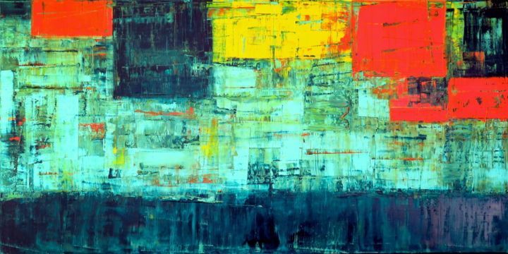 Painting titled "The Basis XIV" by Carla Sá Fernandes, Original Artwork, Oil Mounted on Wood Stretcher frame