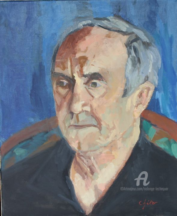 Peinture intitulée "portrait de Jean-Cl…" par Chéker, Œuvre d'art originale, Huile Monté sur Châssis en bois