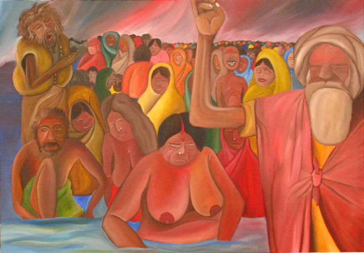 Varanasi 绘画, 31.5x47.2 in