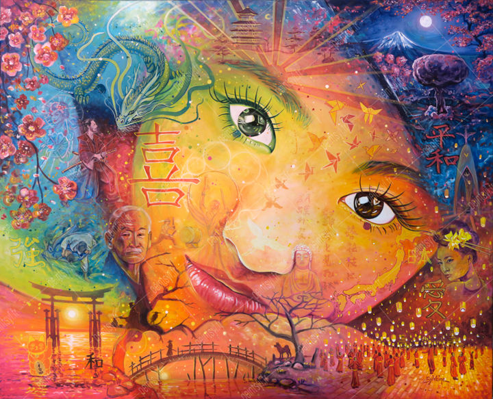 REGARD DU SOLEIL LEVANT par Sylvaine Merlet 绘画, 31.9x39.4 in