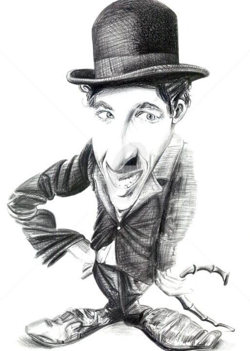 Drawing titled "Quadro Chaplin: Clá…" by Flávio Miranda, Original Artwork, Pencil