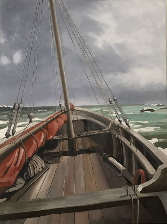 Peinture intitulée "A bord d'un cotre a…" par Arnaud Feuga, Œuvre d'art originale, Huile