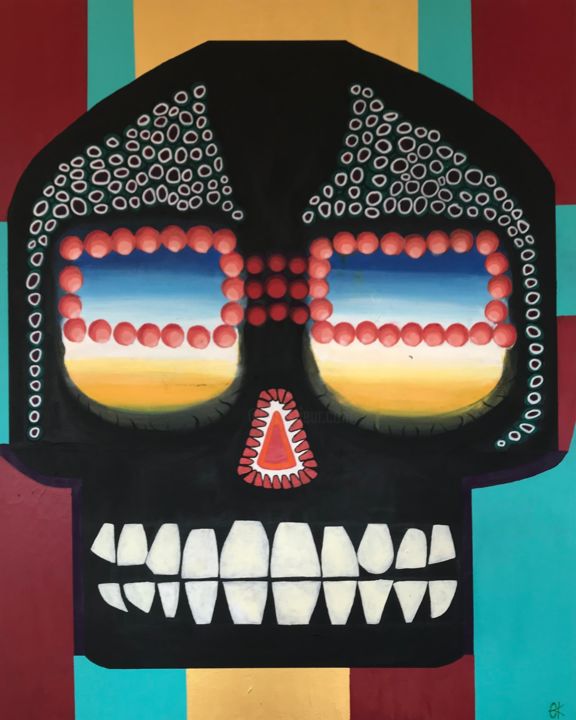Malerei mit dem Titel "The skull with the…" von Colin Kunz, Original-Kunstwerk, Acryl