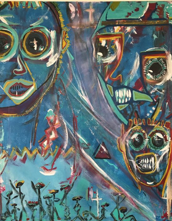 Malerei mit dem Titel "Dancing for the gods" von Colin Kunz, Original-Kunstwerk, Acryl