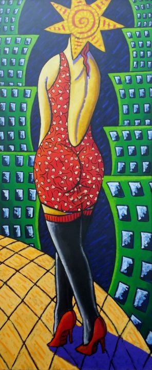 Painting titled "Day in Emerald City" by Jacques Tange, Original Artwork, Oil