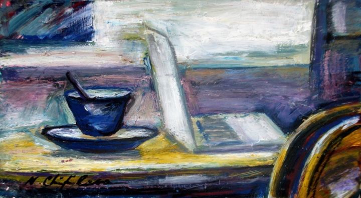Peinture intitulée "With my netbook" par Nathalia Chipilova, Œuvre d'art originale, Huile