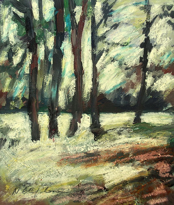 Painting titled "In the forest 1. (2…" by Nathalia Chipilova, Original Artwork, Acrylic