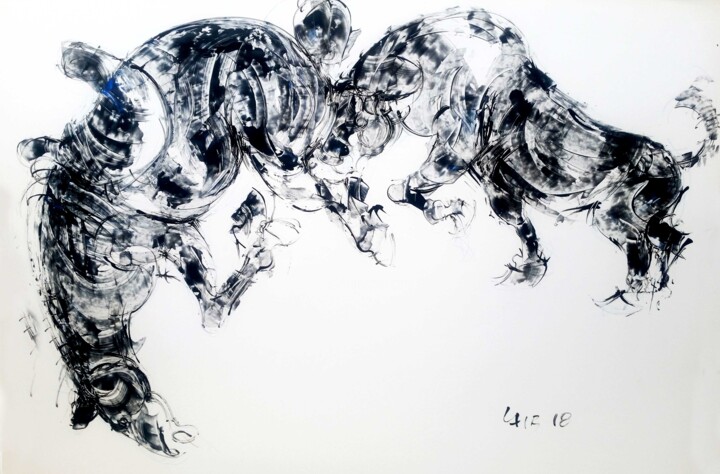 Peinture intitulée "sans-titre-90-cm-x-…" par Bachir Laib, Œuvre d'art originale, Acrylique
