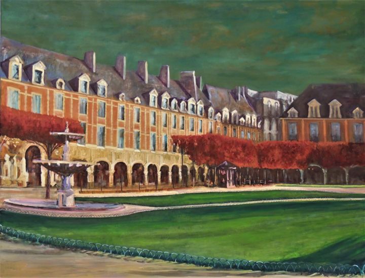 Painting titled "Automn, place des V…" by Mac, Original Artwork, Oil