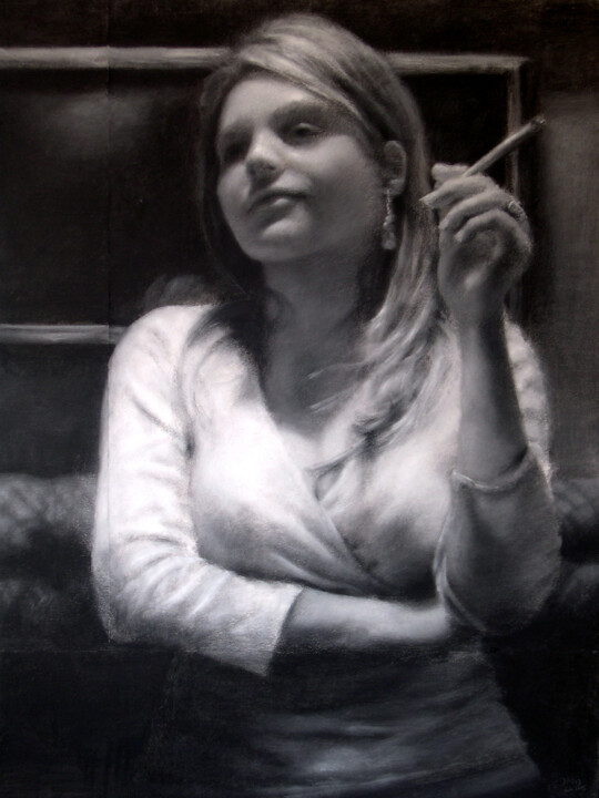 Drawing titled "Maëlle" by David Benayoun, Original Artwork, Chalk