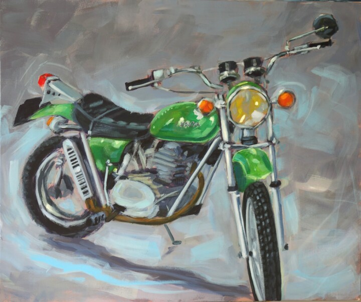 HONDA 125 SL 1974, la moto de Guy 绘画, 21.3x25.6 in
