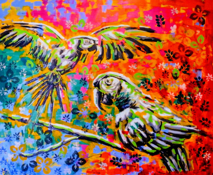 Painting titled "araras.jpg" by Thaís Coelho, Original Artwork