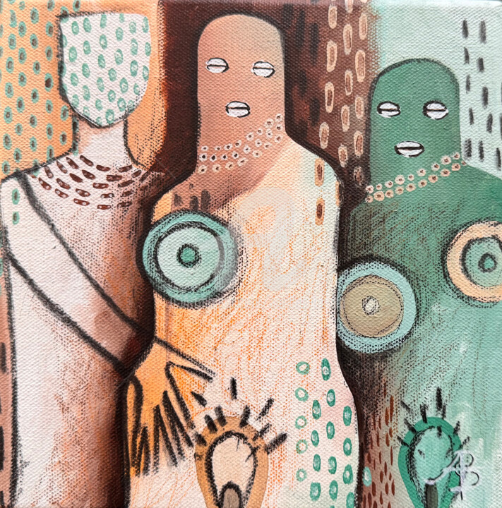 Schilderij getiteld "Iború" door Amides Basso, Origineel Kunstwerk, Olie Gemonteerd op Frame voor houten brancard