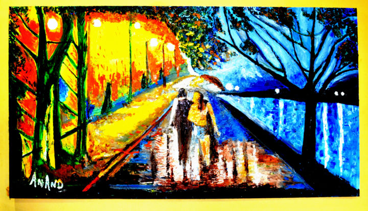 Peinture intitulée "RAINY DAY,OIL ON CA…" par Anandswaroop Manchiraju, Œuvre d'art originale, Huile