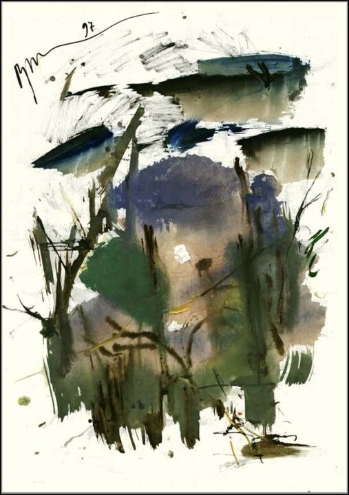 Desenho intitulada "brume Fog Туман 3" por Dima Dima Vil Ms Wilms (Rok Zivopisec Rock Painter), Obras de arte originais, Gu…
