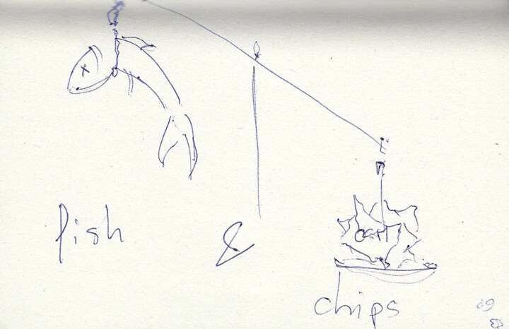 Fish & chips 图画, 3.5x5.5 in