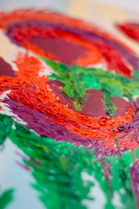 Painting titled "fire flower close l…" by Howaida Kamel, Original Artwork