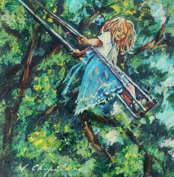 Peinture intitulée "Balançoire" par Nathalia Chipilova, Œuvre d'art originale, Acrylique