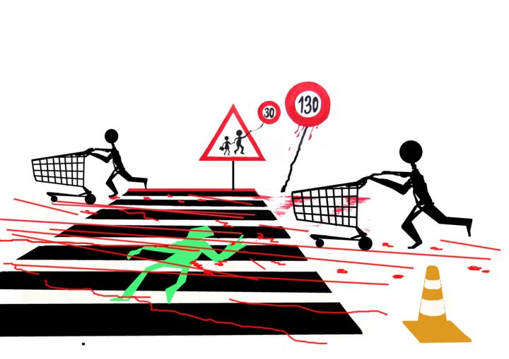 Digital Arts titled "Zebra crossing fast…" by Wabyanko, Original Artwork, Digital Painting