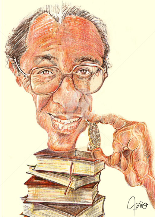Drawing titled "RUI CASTRO, MAESTRO…" by Flávio Miranda, Original Artwork, Pencil