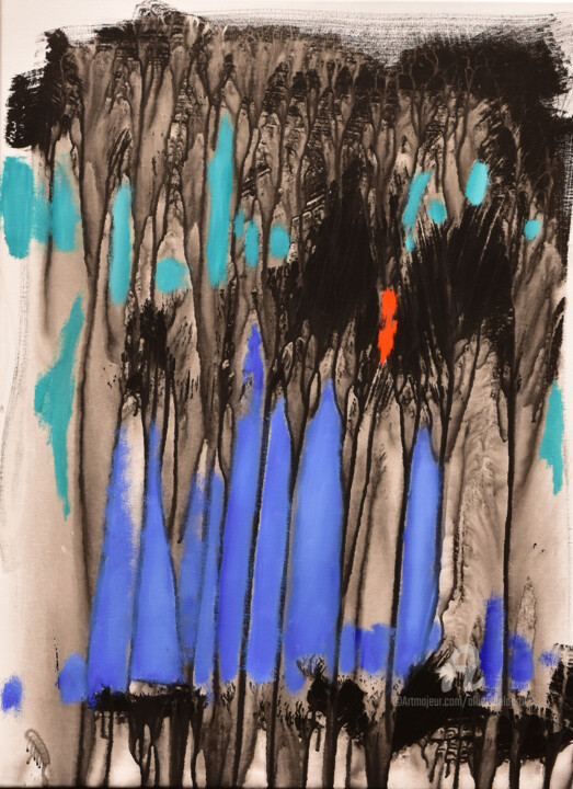 Peinture intitulée "2018- Abstrait fore…" par Alliet-Delacroix, Œuvre d'art originale, Huile