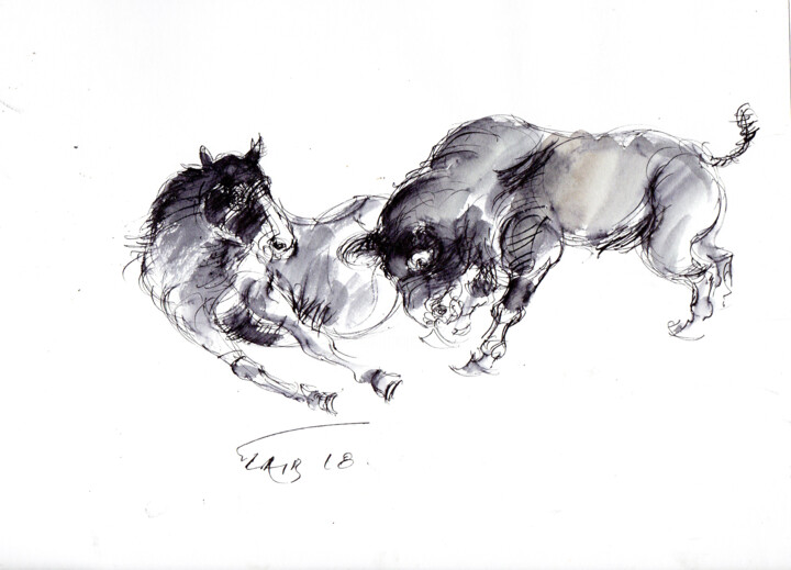 Dessin intitulée "sans titre.jpg" par Bachir Laib, Œuvre d'art originale, Encre