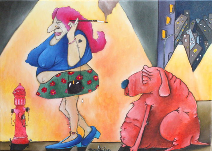 Le chien et sa dame 绘画, 31.5x23.6 in
