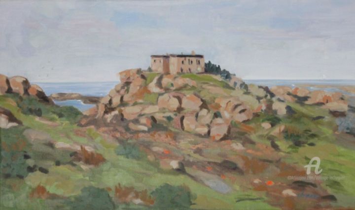 Peinture intitulée "La maison sur le to…" par Chéker, Œuvre d'art originale, Huile
