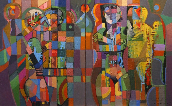 Адам и Ева. Диптих 绘画, 39.4x63 in