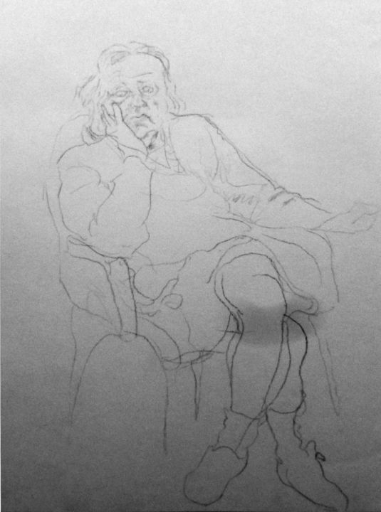 Zeichnungen mit dem Titel "L'ancien" von Sébastien Bocquet, Original-Kunstwerk, Kohle