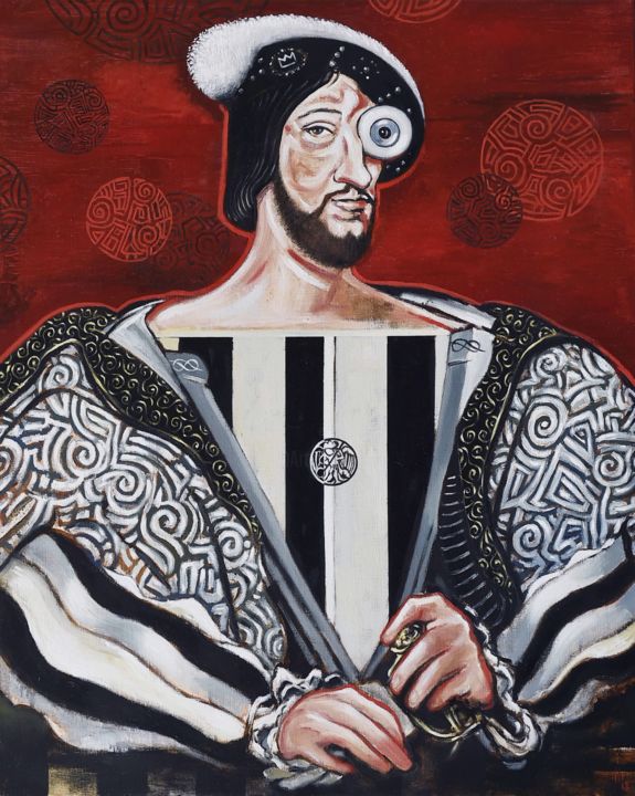 Painting titled "François 1 (Clouet)" by Pascal Buffard, Original Artwork, Oil
