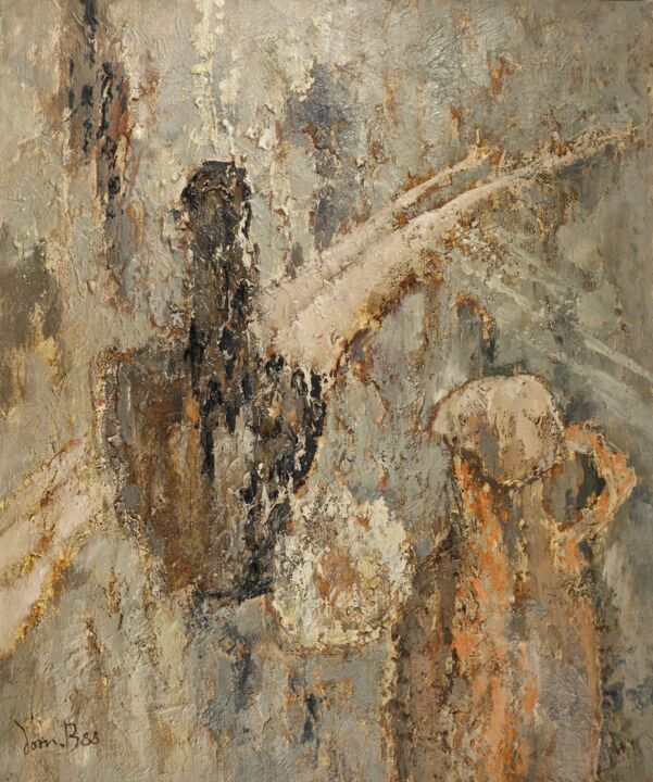Peinture intitulée "Les deux pichets" par Dominique Bertrand, Œuvre d'art originale, Huile
