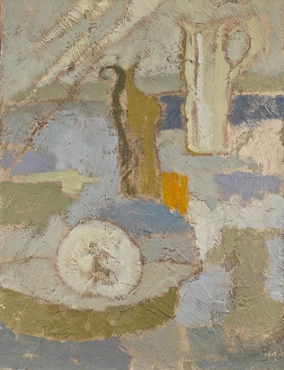 Peinture intitulée "Composition en bleu" par Dominique Bertrand, Œuvre d'art originale, Huile