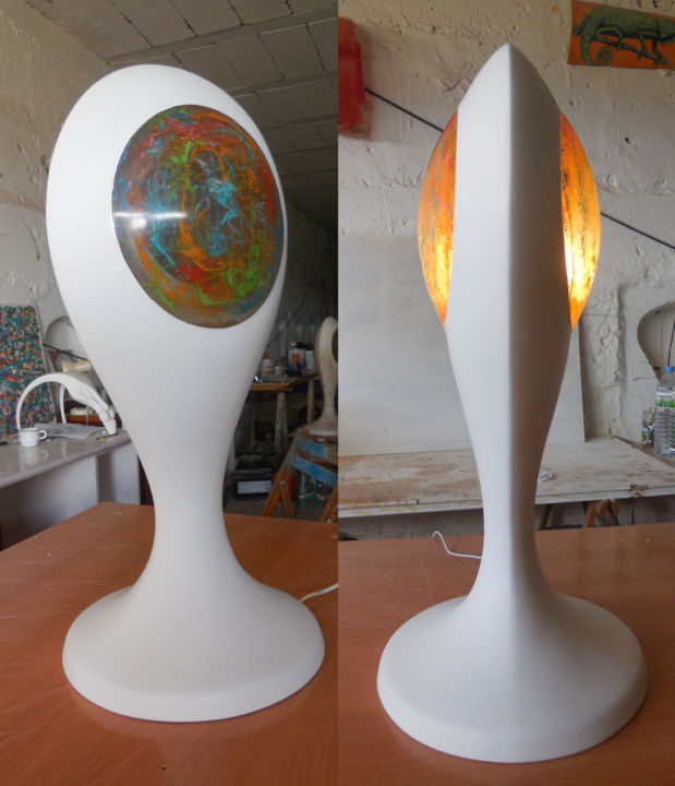 Sculptuur getiteld "alien-lamp.jpg" door Pascal Alonzo, Origineel Kunstwerk, Hars