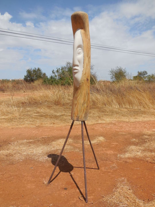Sculptuur getiteld "el indio" door Pascal Alonzo, Origineel Kunstwerk, Hout
