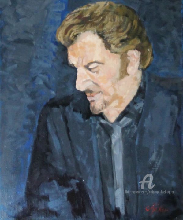Peinture intitulée "Johnny - Notre Ido…" par Chéker, Œuvre d'art originale, Huile Monté sur Châssis en bois