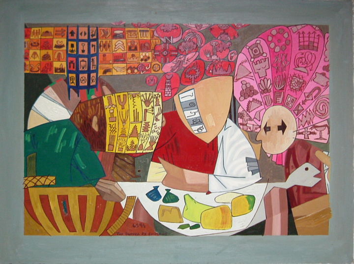 Painting titled "Supper At Emmaus (A…" by Gerald Shepherd F.F.P.S., Original Artwork, Oil