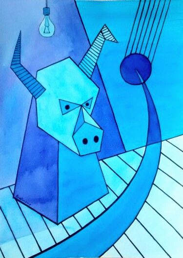 BLAUER STIER 绘画, 11.7x8.3 in