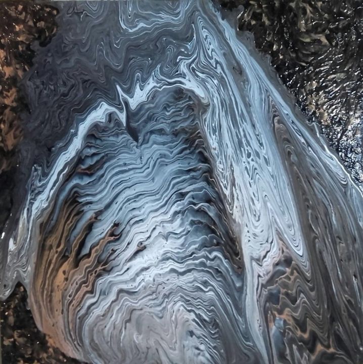 Peinture intitulée "La mer de glace" par Hkine, Œuvre d'art originale, Acrylique