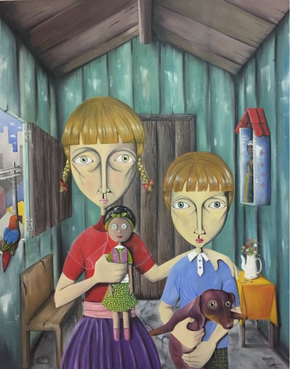 Painting titled "Distopia" by Clóvis Camargo, Original Artwork, Oil