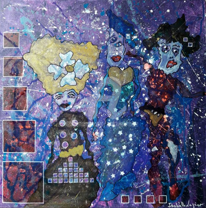 La reine dorée, le magicien et le page 绘画, 19.7x19.7 in