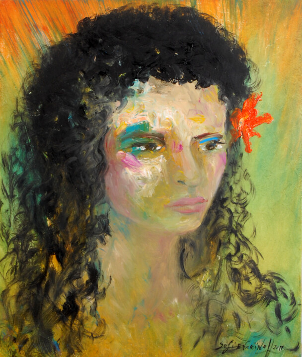L'Espagnole, chair de couleurs graves 绘画, 17.3x14.6 in