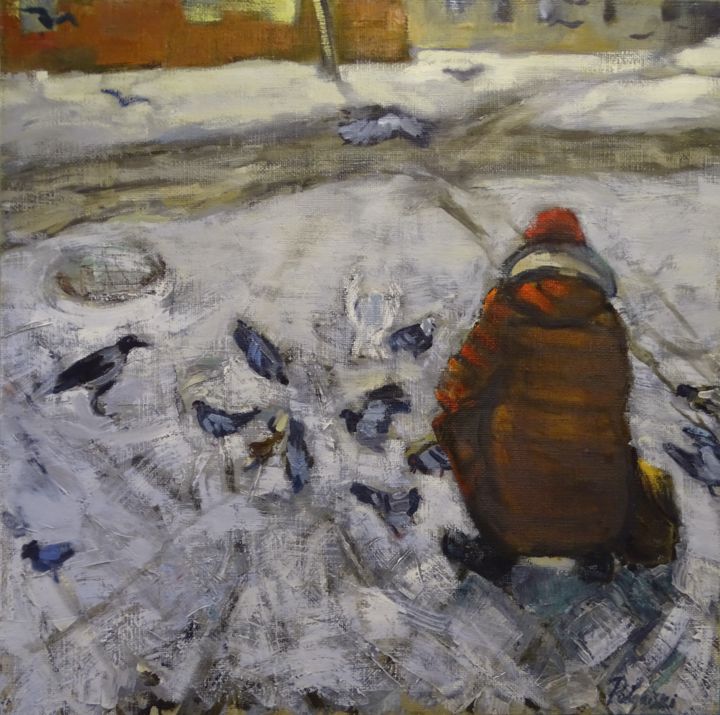 Painting titled "Lady Bird" by Arnolds Podgaiskis, Original Artwork, Oil
