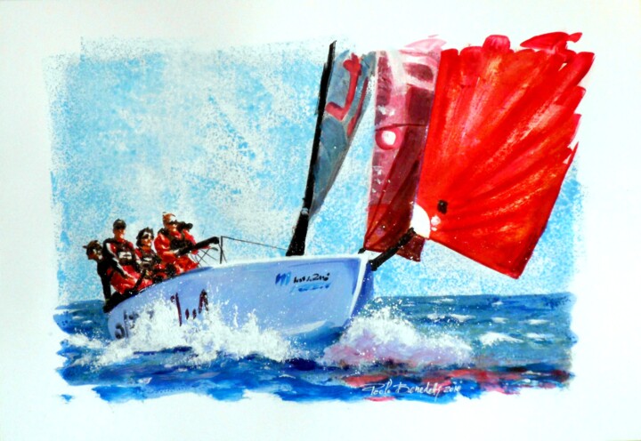 绘画 标题为“779 - LA VELA ROSSA” 由Paolo Benedetti, 原创艺术品