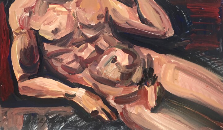 Peinture intitulée "Etude allongé" par Nathalia Chipilova, Œuvre d'art originale, Acrylique