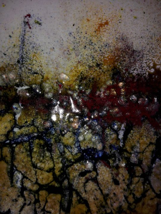 Peinture intitulée "Ame no nuhoko - Piè…" par Isabelle Mathis, Œuvre d'art originale, Émail Monté sur Pierre