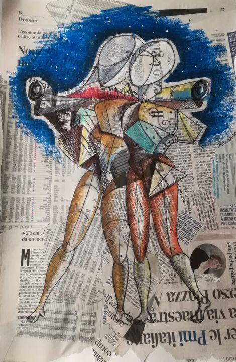 Disegno intitolato "Ettore e Andromaca" da Reart Arianna Persico, Opera d'arte originale, Biro