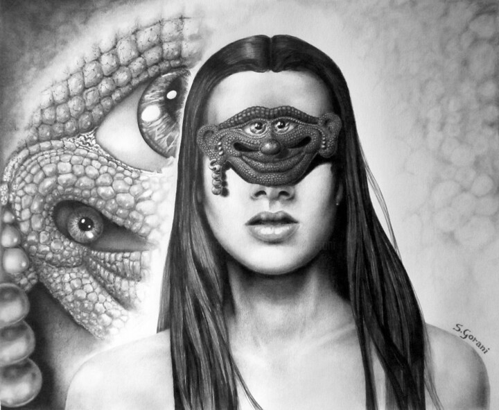 Masked Beauty 图画, 14x17 in