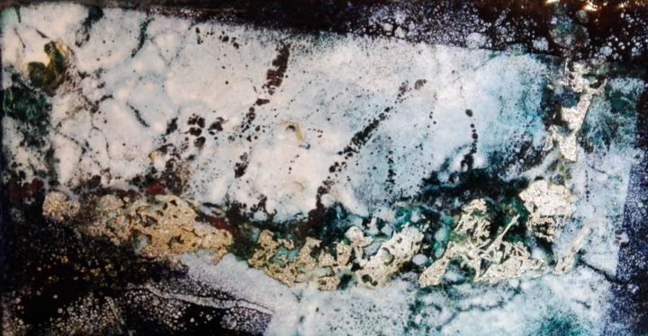 Painting titled "Susanoo - Pièce uni…" by Isabelle Mathis, Original Artwork, Enamel Mounted on Stone