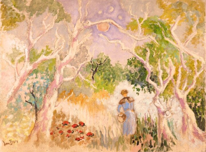 Peinture intitulée "Apparition en mauve" par Dominique Bertrand, Œuvre d'art originale, Huile